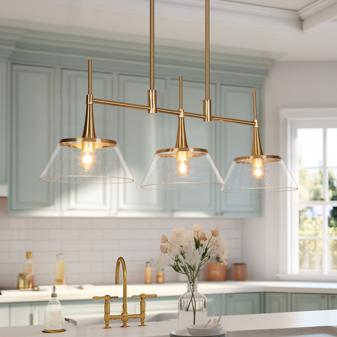Jonesboro 3-Light 34.5'' W Linear Glam Bubble Kitchen Island Pendant UL Certified